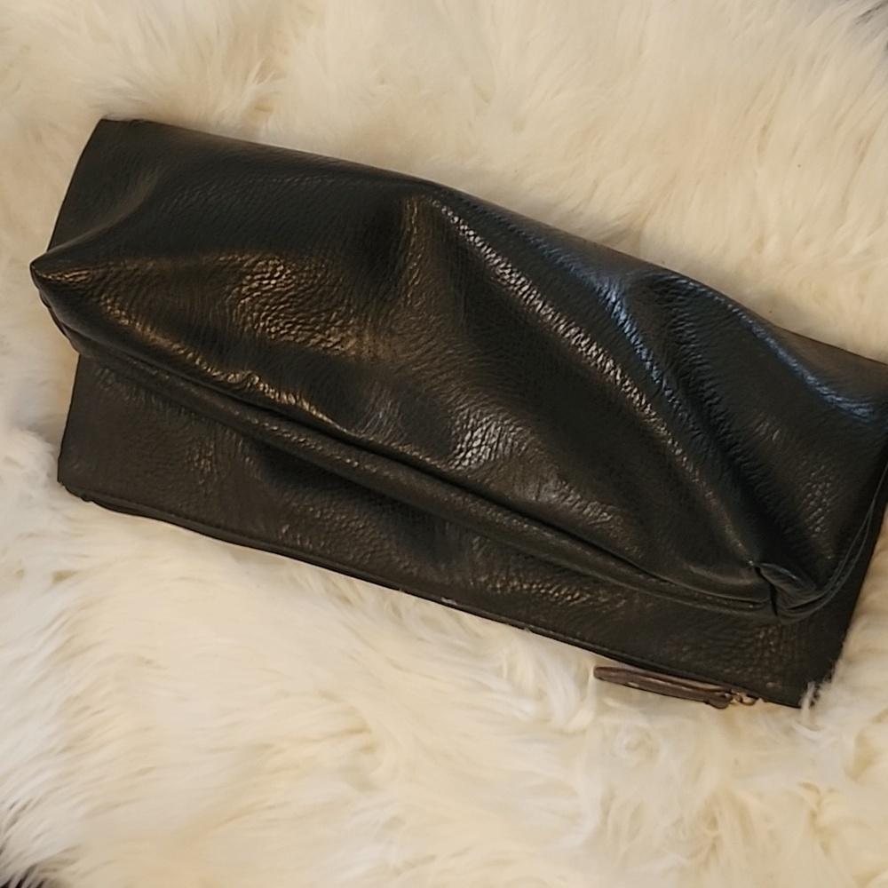 Free People Black Leather Hand Bag 15" x 12" - Picture 9 of 12